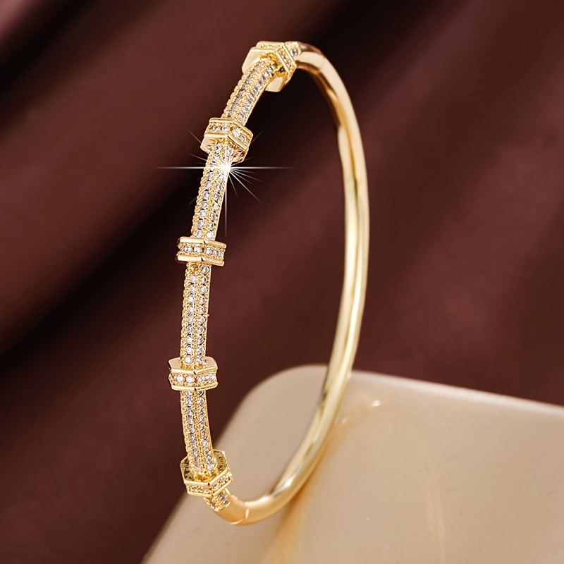 Golden Zirconia Women's Bracelet Sparkling Jewelry Gift